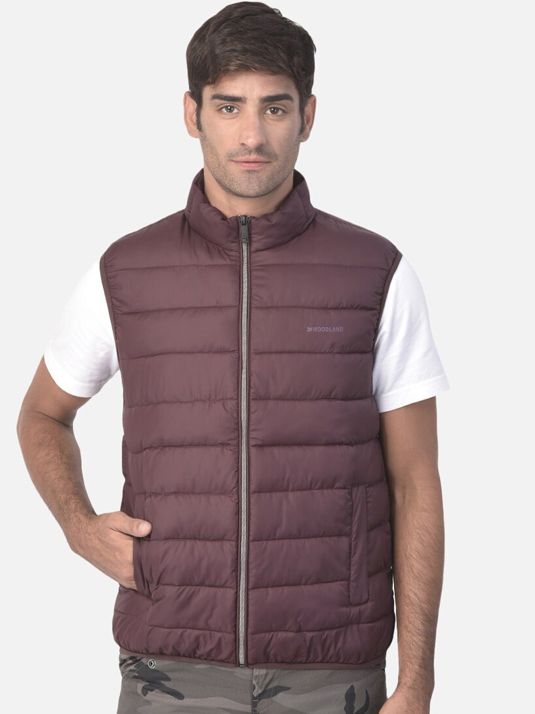 

Woodland Men Burgundy Water Resistant Padded Jacket