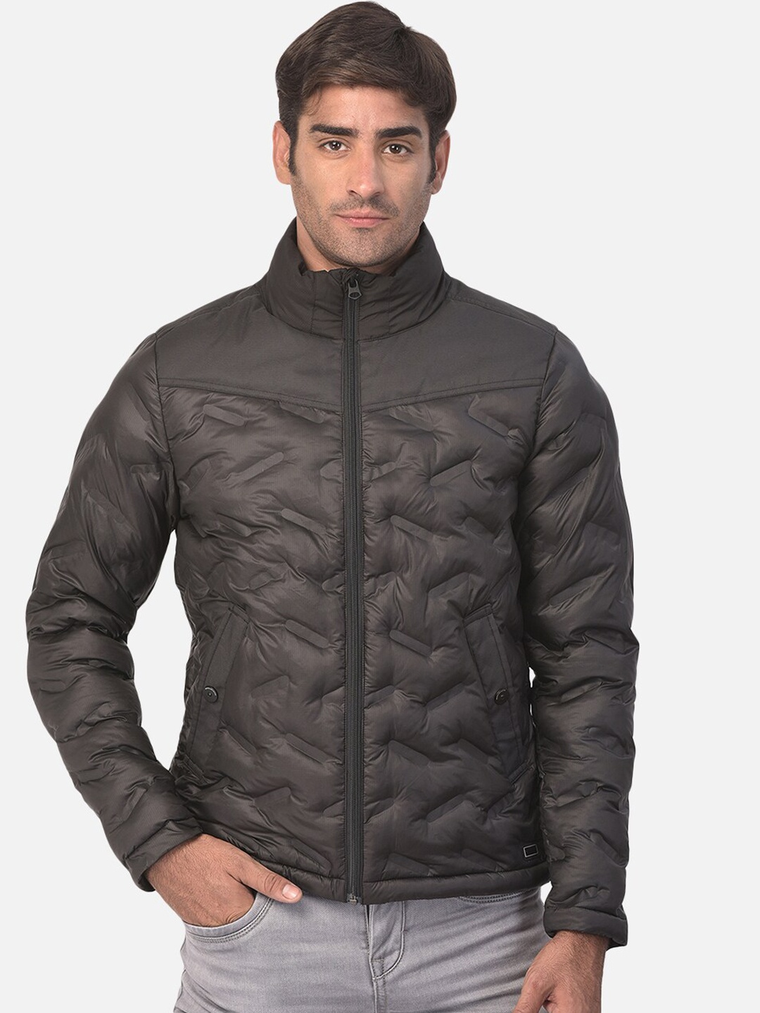 

Woodland Men Black Water Resistant Bomber Jacket