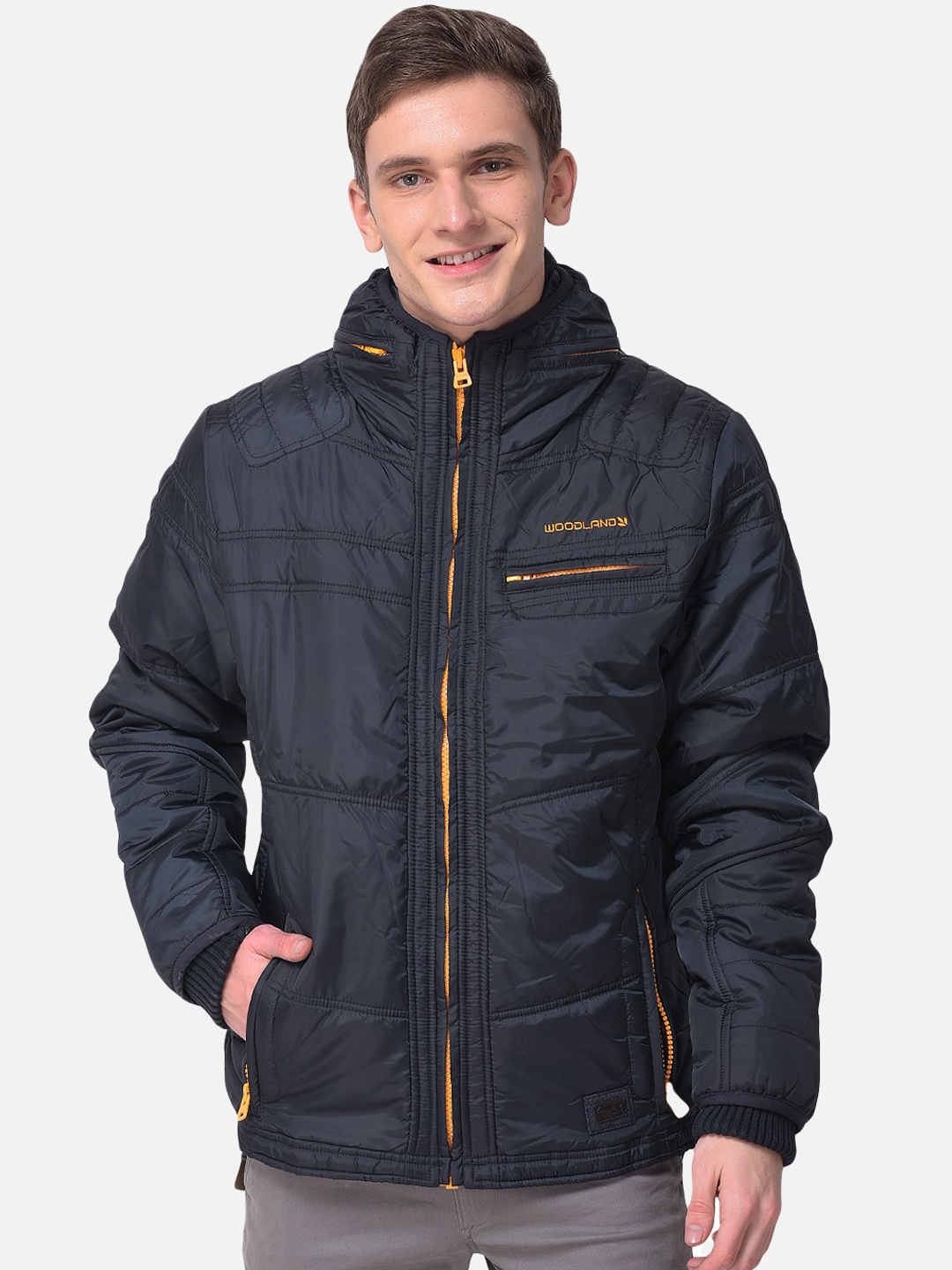 

Woodland Men Navy Blue Water Resistant Puffer Jacket