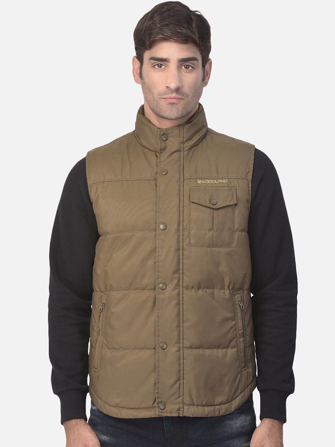 

Woodland Men Gold-Toned Water Resistant Padded Jacket