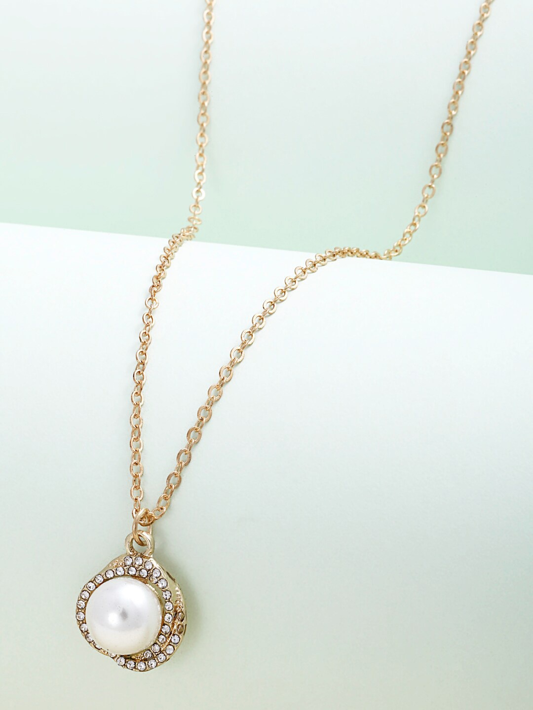 

Ferosh Women Gold-Plated Pearl Studded Pendant with Chain