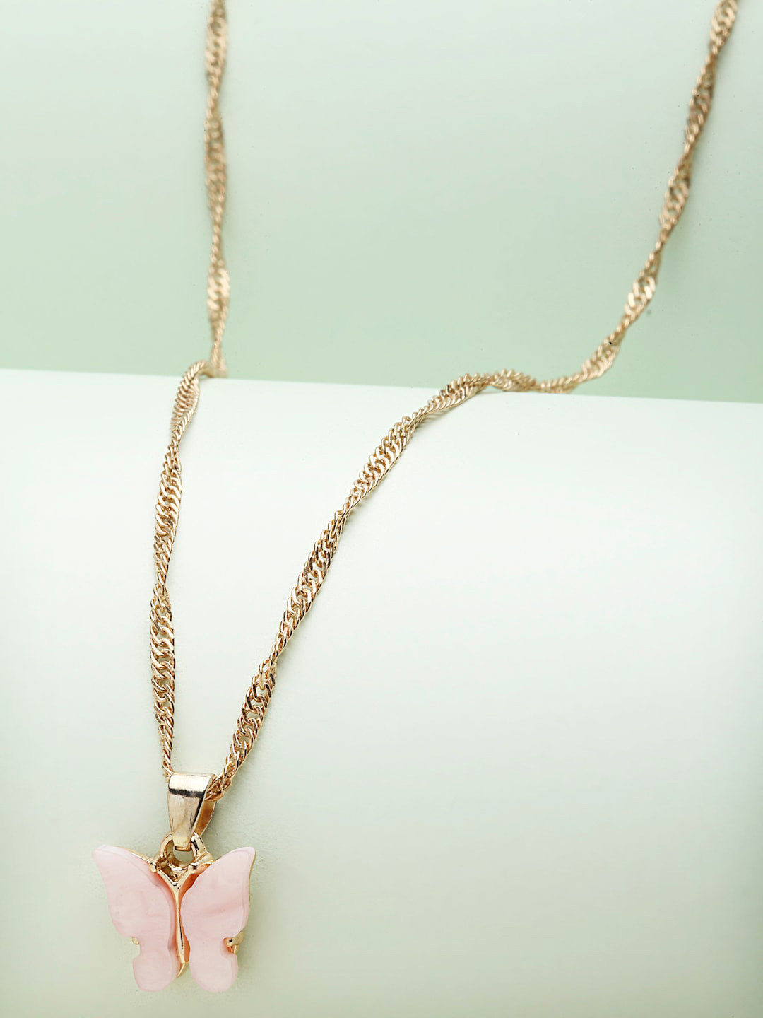 

Ferosh Gold & Pink-Toned Butterfly Pendant Chain
