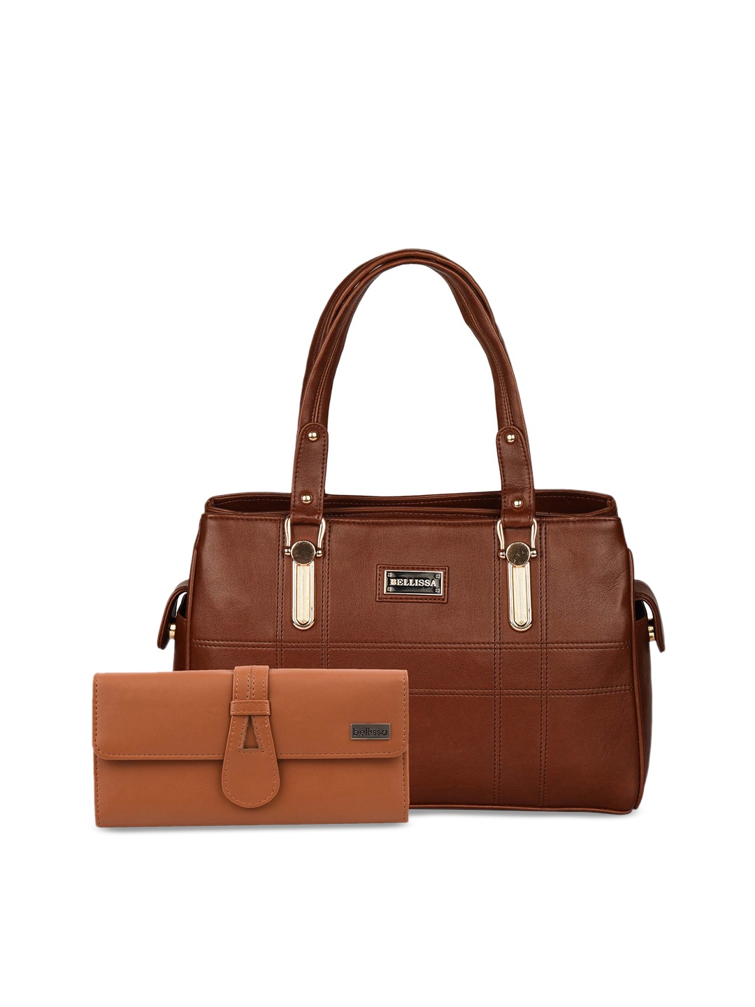 

Bellissa Women Tan PU Shopper Clutch & Shoulder Bag Combo