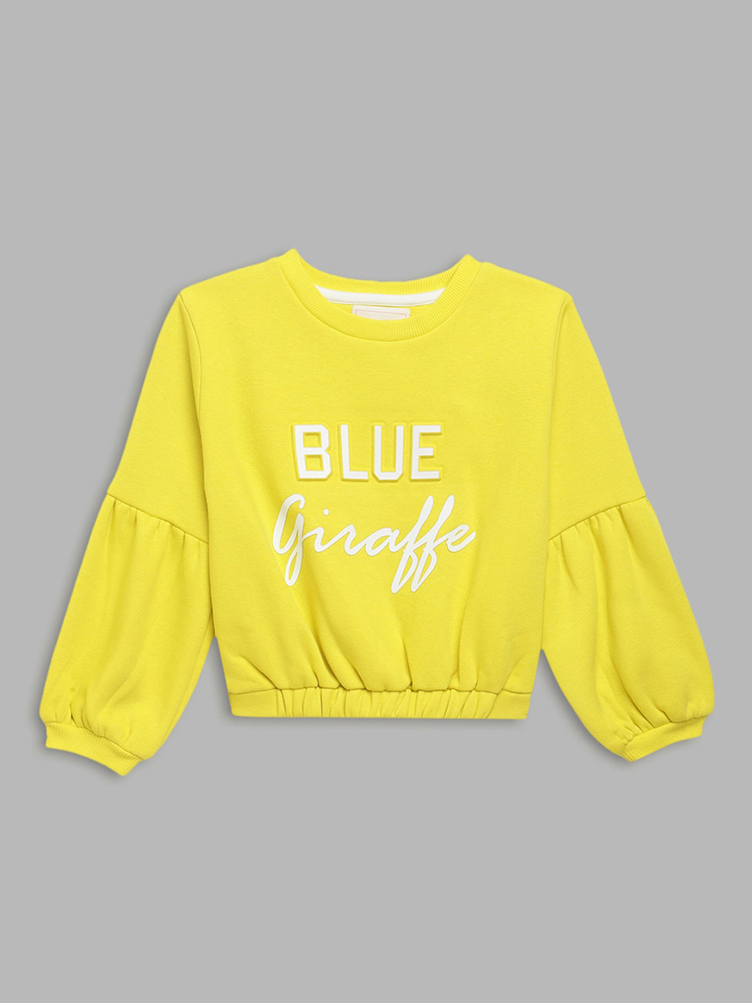 

Blue Giraffe Girls Yellow Printed Sweatshirt