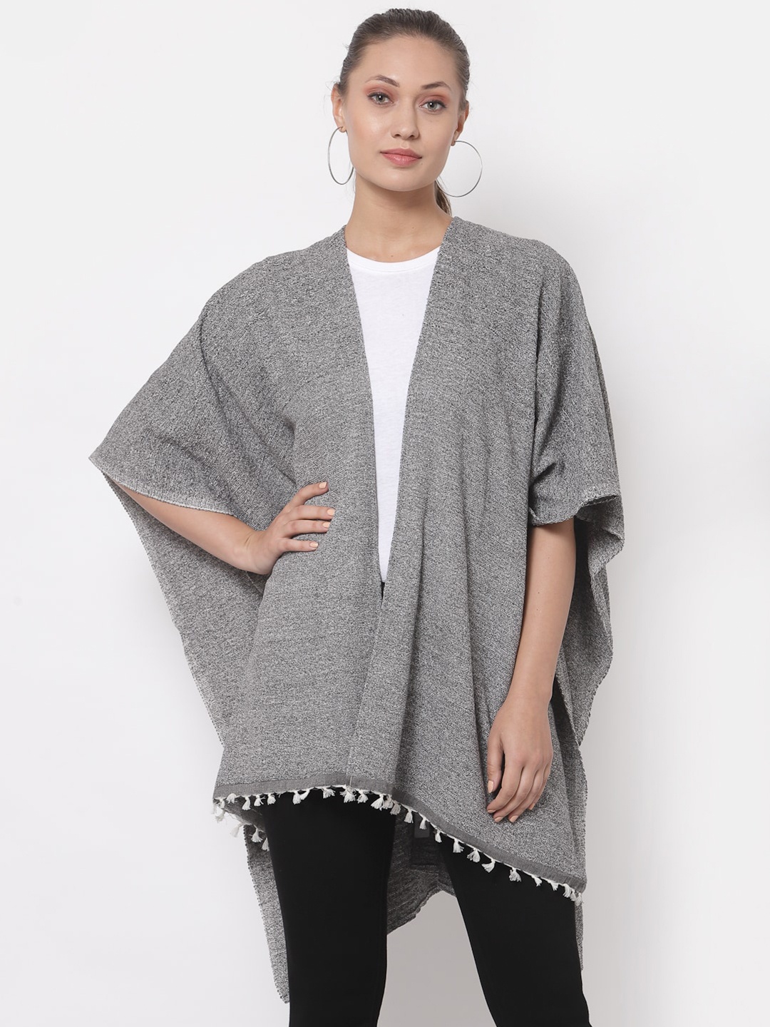 

Arrabi Women Grey Longline Shrug