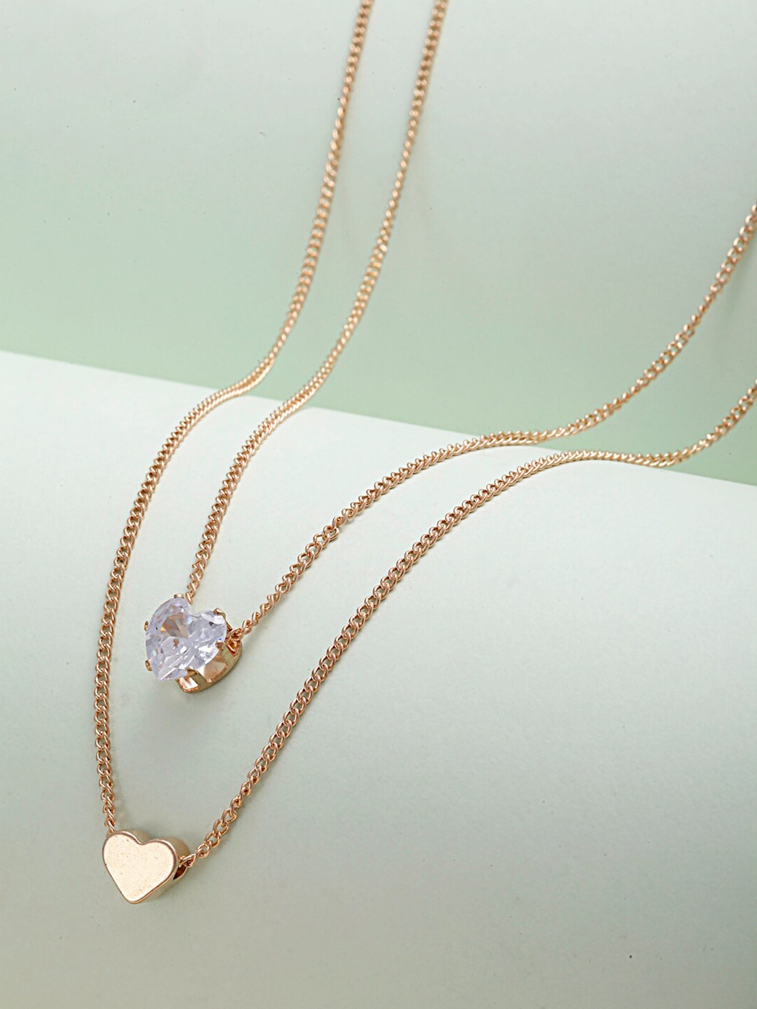 

Ferosh Women Gold-Toned Artificial Stone Heart Layered Necklace