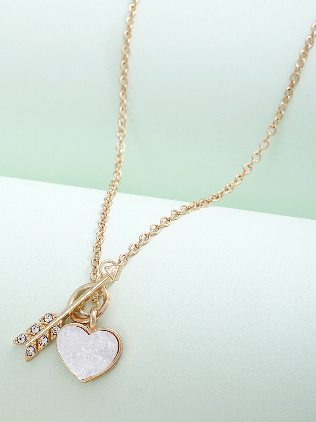 

Ferosh Gold-Toned Arrow- Heart Chain Necklace