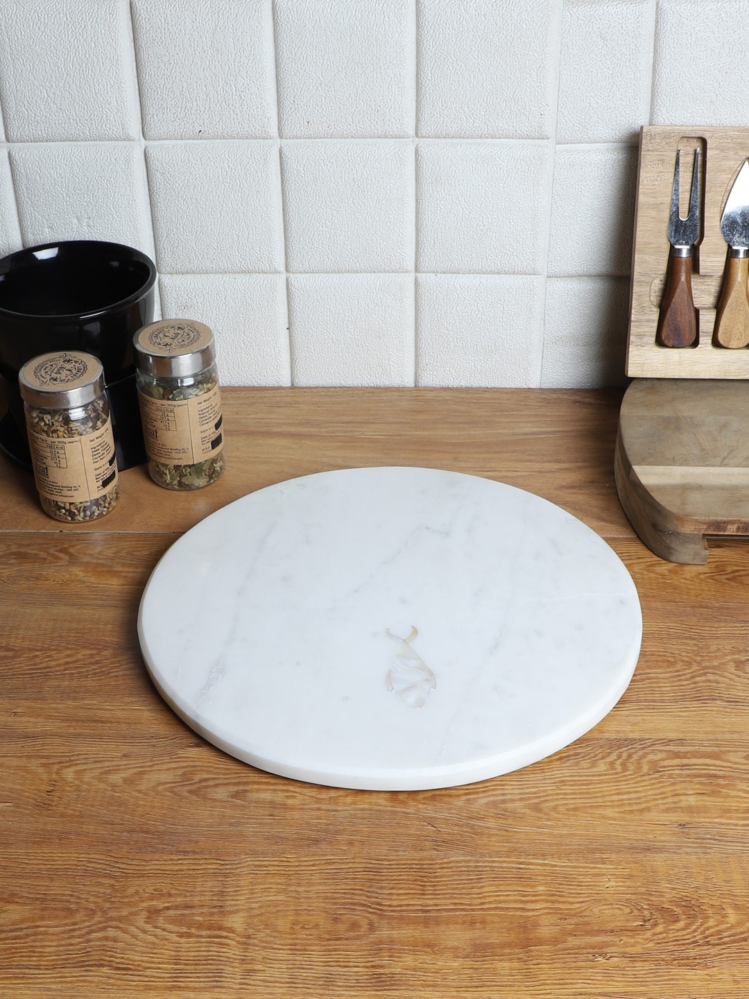 

NikkisPride White Fish Inlay Work Marble Platter