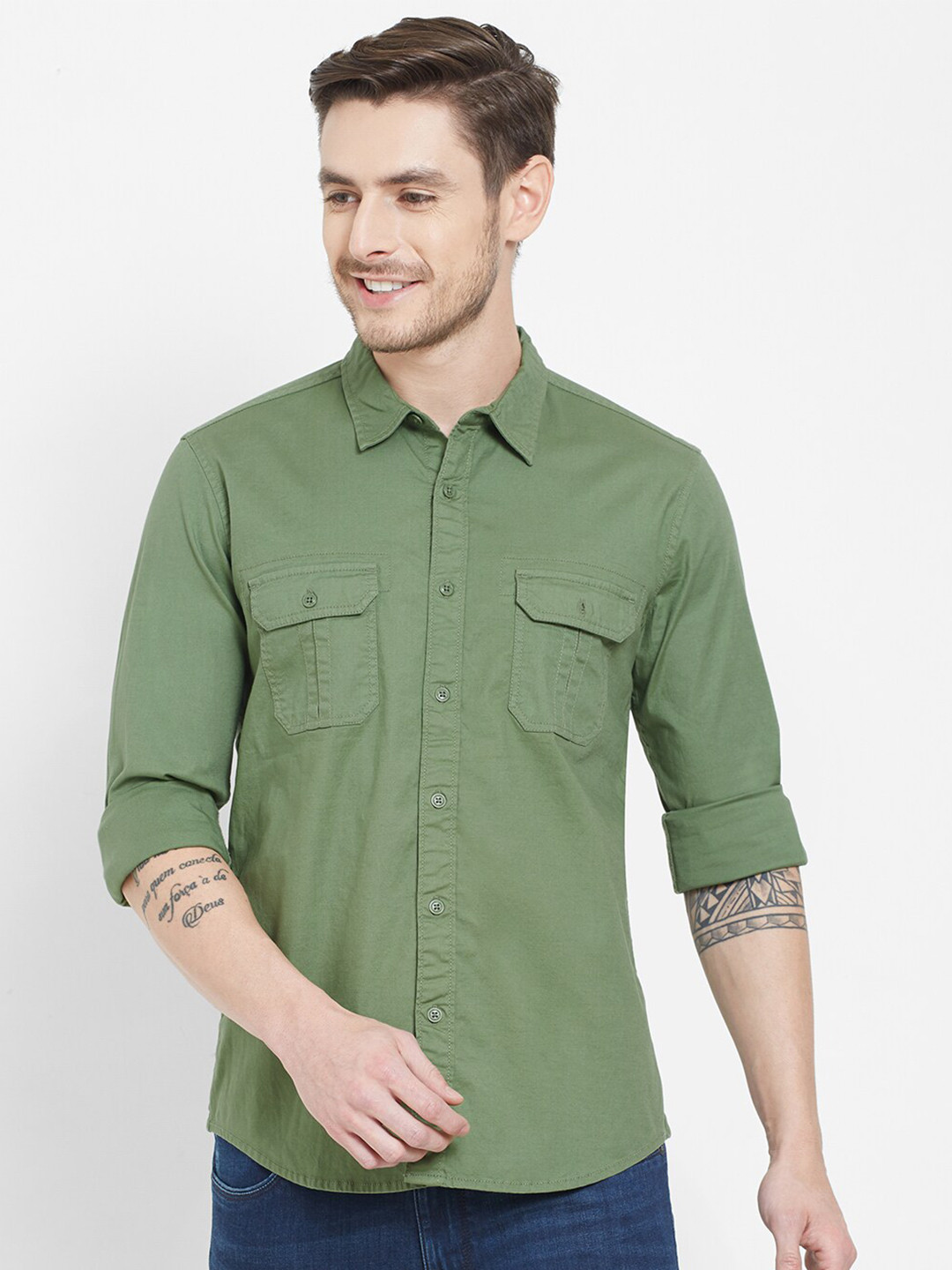 

Pepe Jeans Men Green Casual Shirt