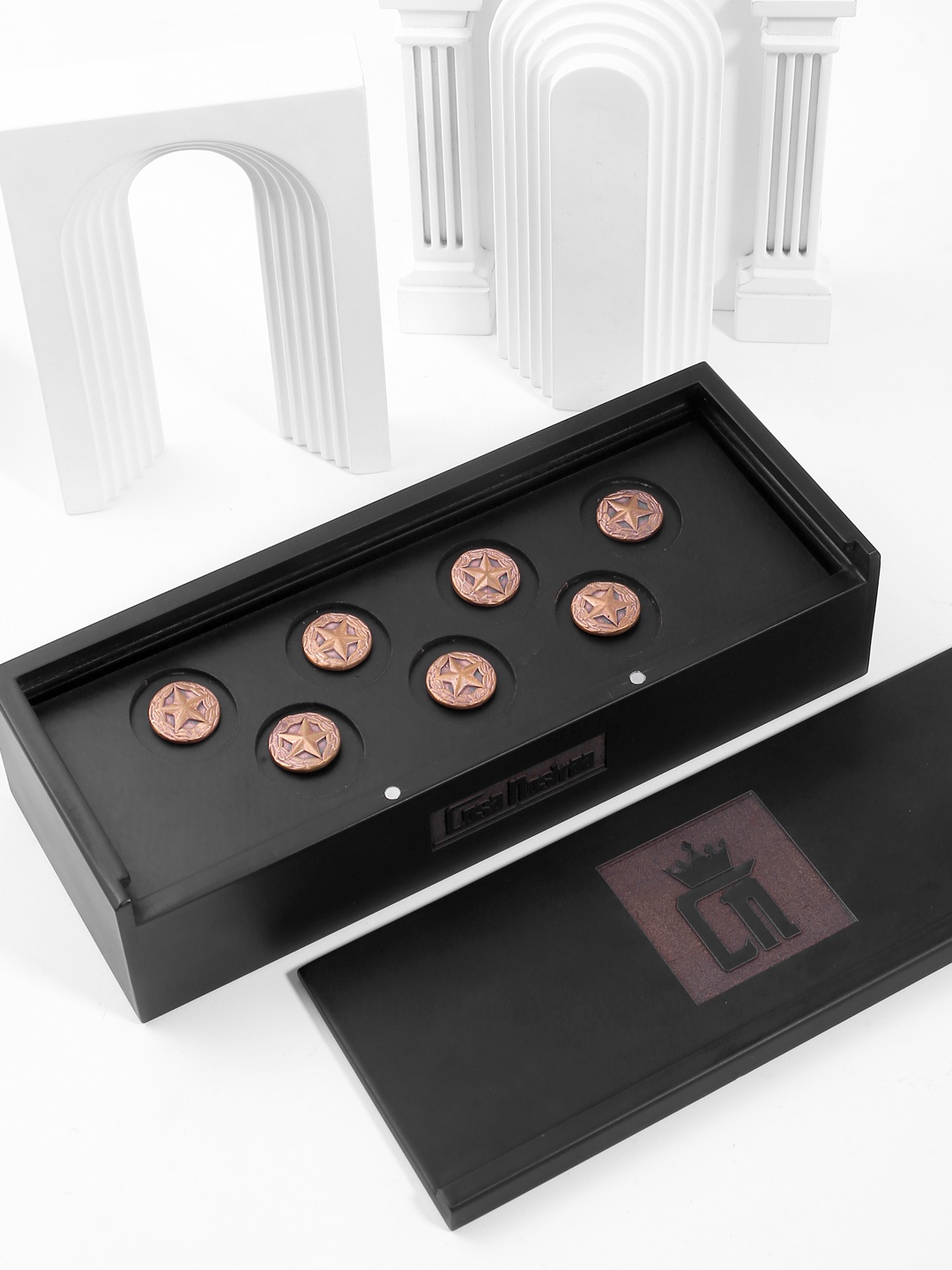 

COSA NOSTRAA Rose Gold-Toned Set of 7 Star Shield Button Accessory Gift Set