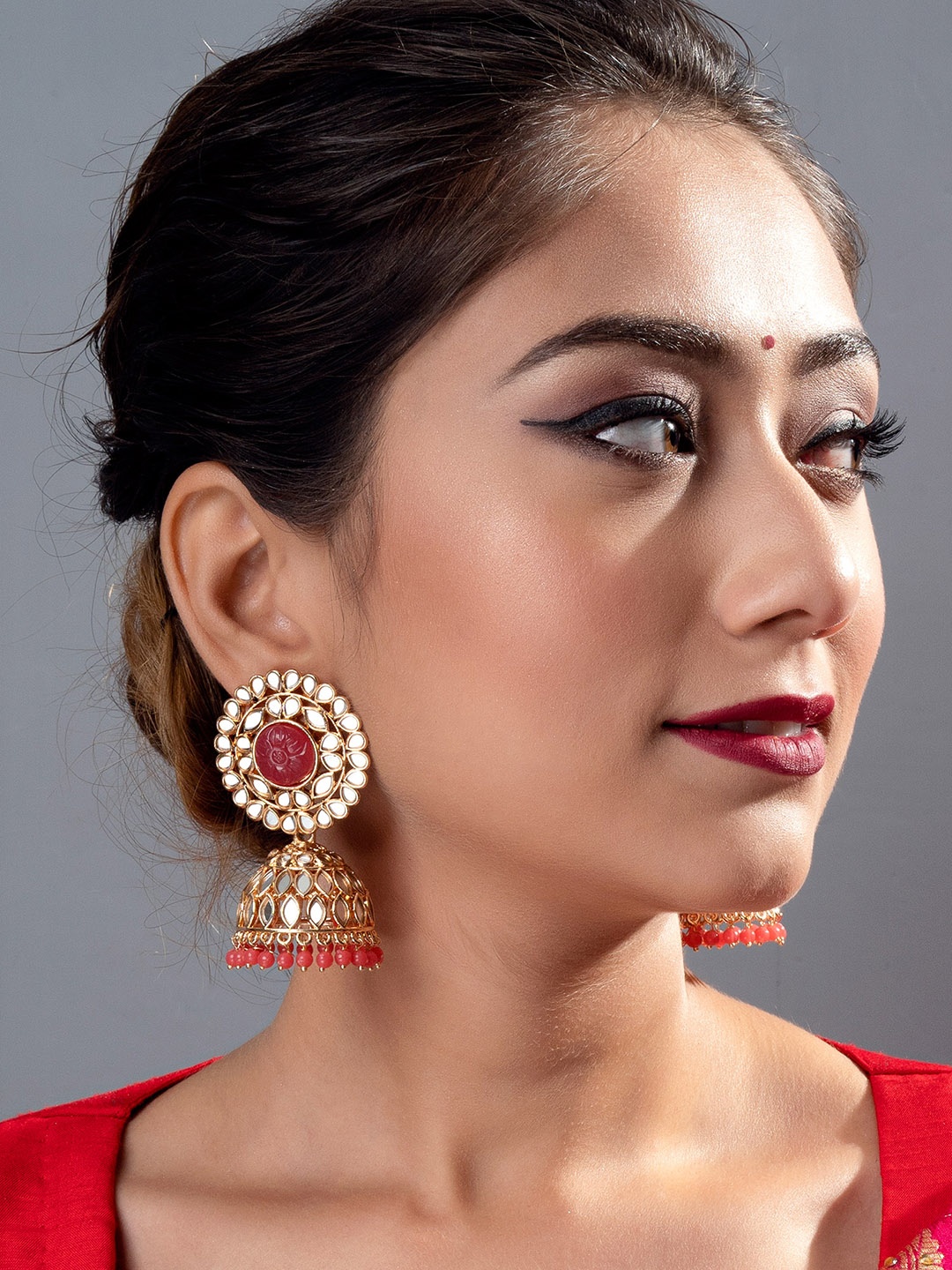 aadita Gold-Toned Jhumkas Earrings
