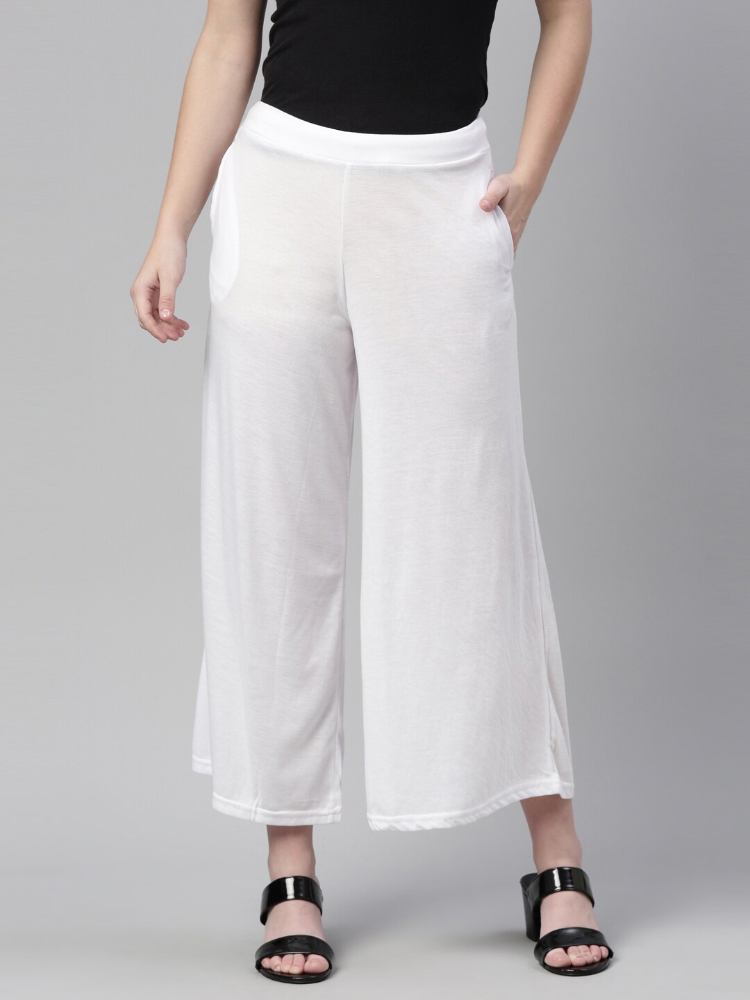 

Souchii Women White Knitted Ethnic Palazzos