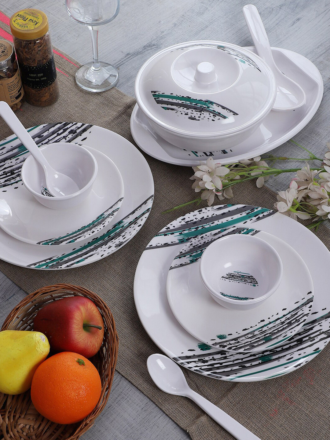 

CDI White & Blue Pieces Printed Melamine Glossy Bowls