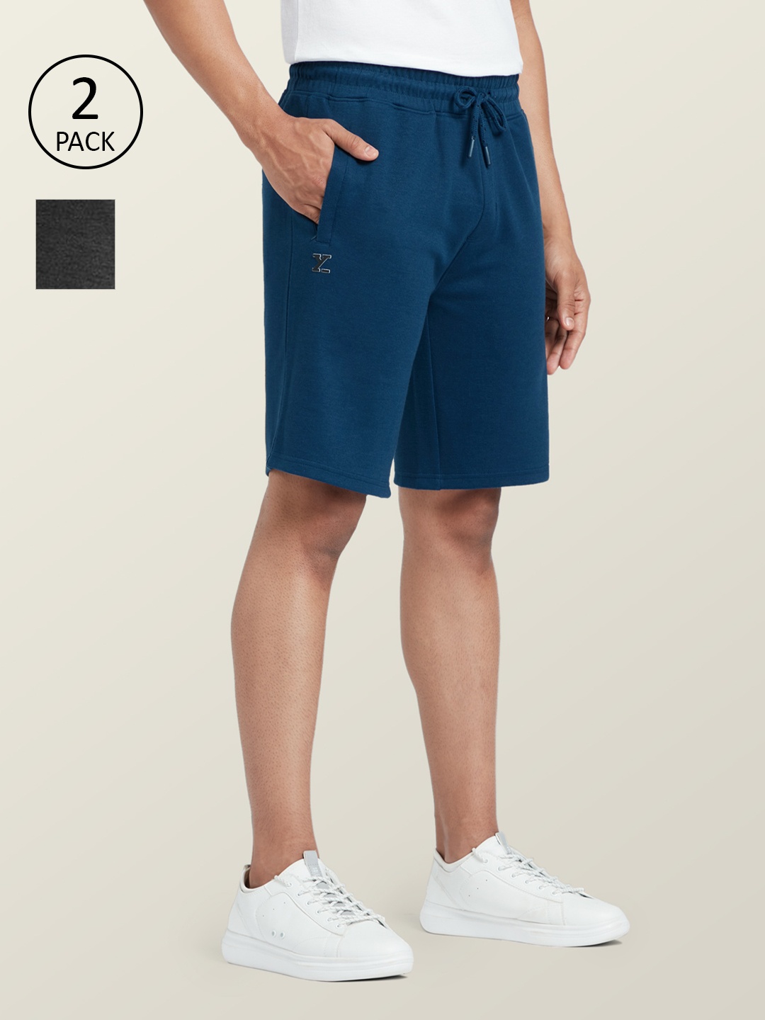 

XYXX Men Pack Of 2 Grey & Blue Outdoor Sports Shorts