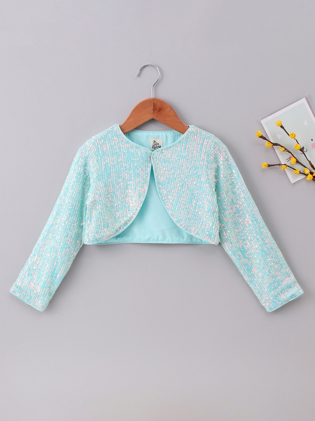 

A Little Fable Girls Blue & White Party Embellished Crop Shrug