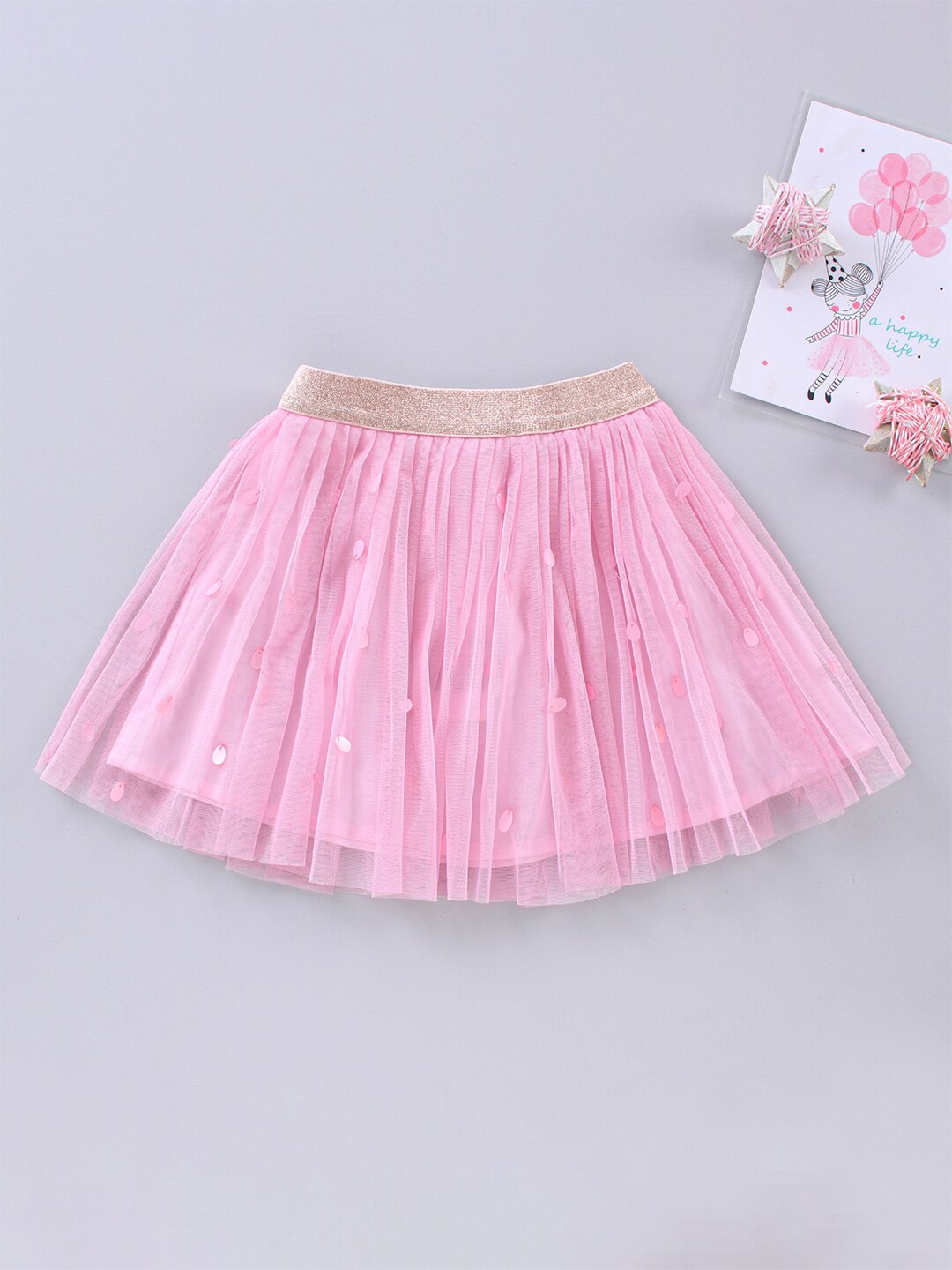 

A Little Fable Girls Pink Sequin Embellished Tutu Skirt
