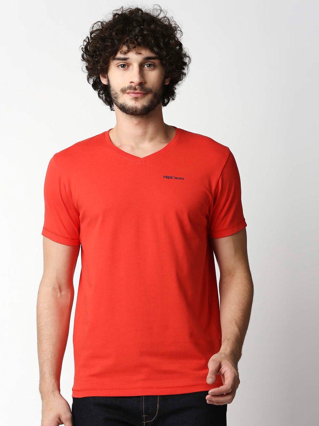 

Pepe Jeans Men Red Solid Slim Fit T-shirt