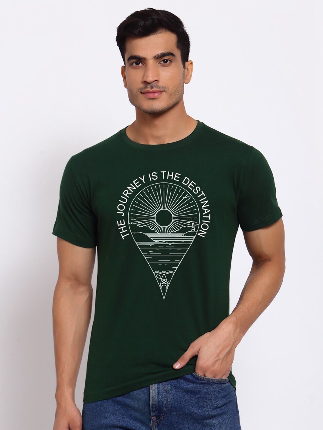 

FERANOID Men Green Printed Bio Finish T-shirt