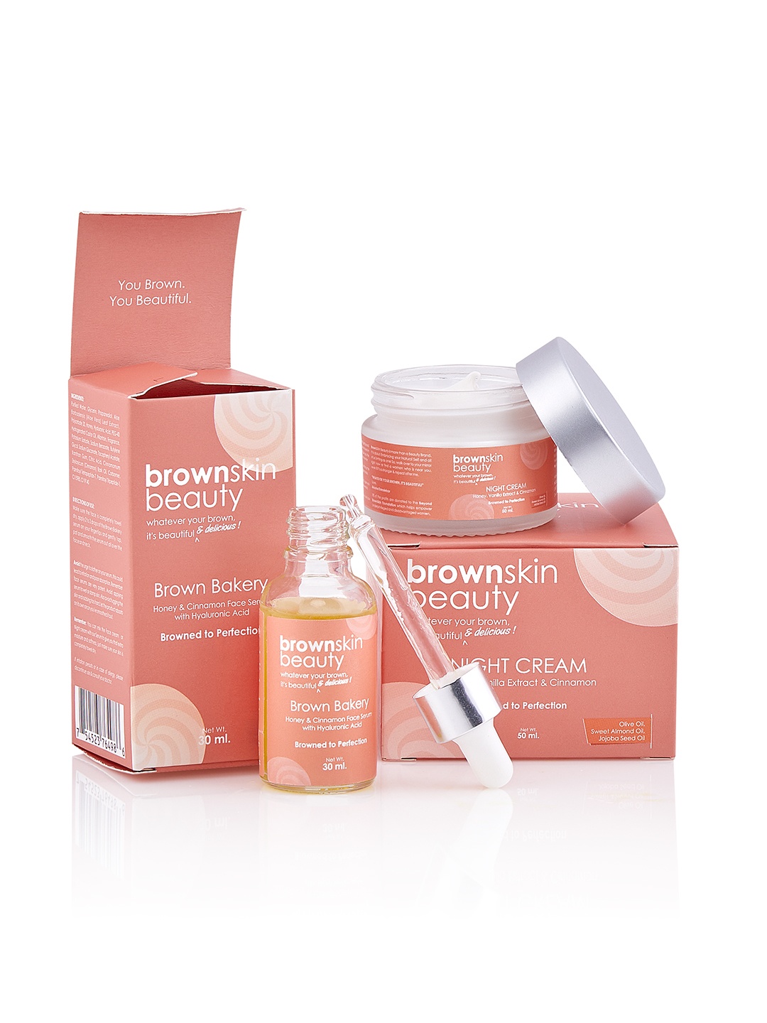 

brownskin beauty Set of Brown Bakery Face Serum & Night Cream (30ml x 50ml), Peach
