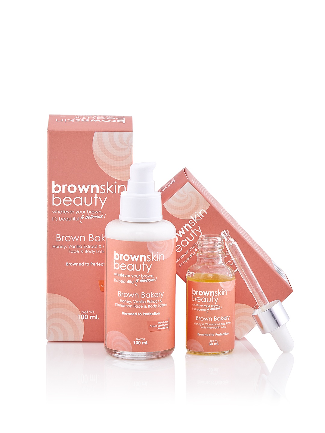

brownskin beauty Set of Brown Bakery Face & Body Lotion & Face Serum Combo, Pink