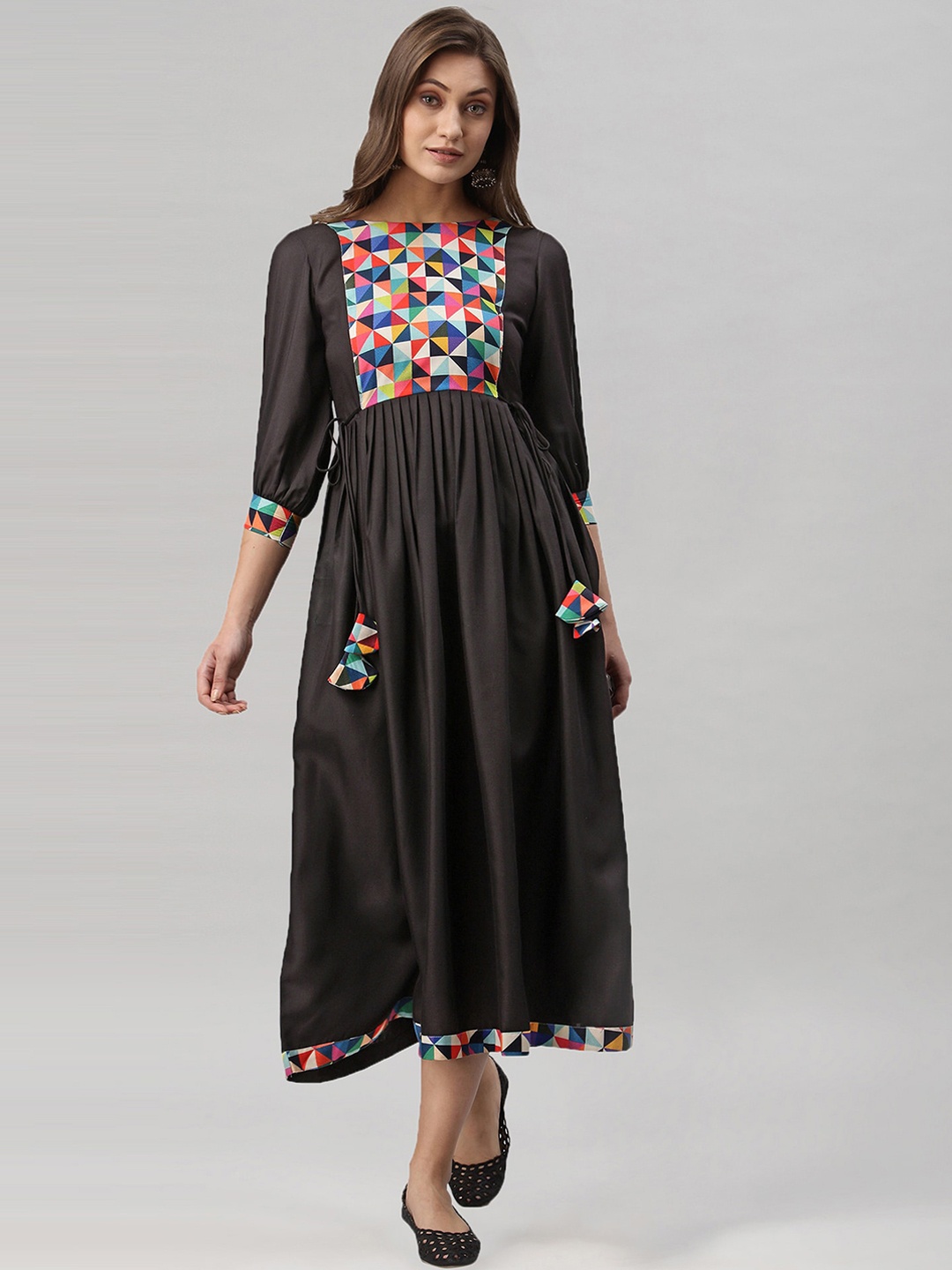 

KALINI Black Ethnic Midi Dress
