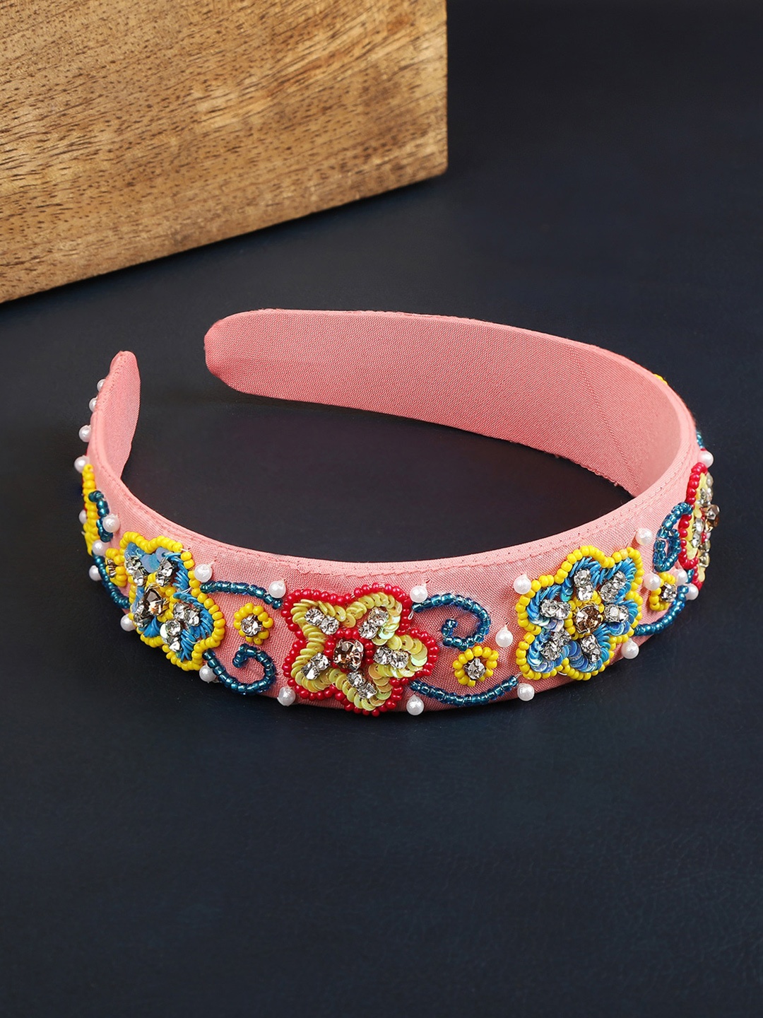 

AccessHer Women Multicoloured & Pink Designer Hairband, Multi