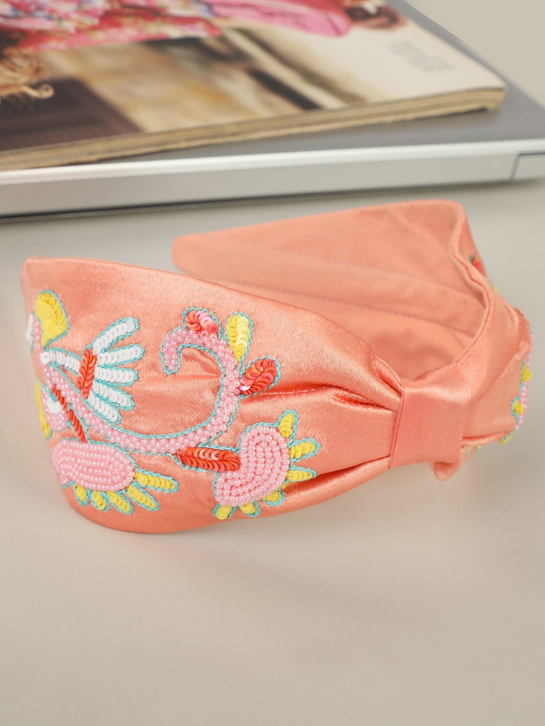 

AccessHer Women Orange & Yellow Embellished Hairband