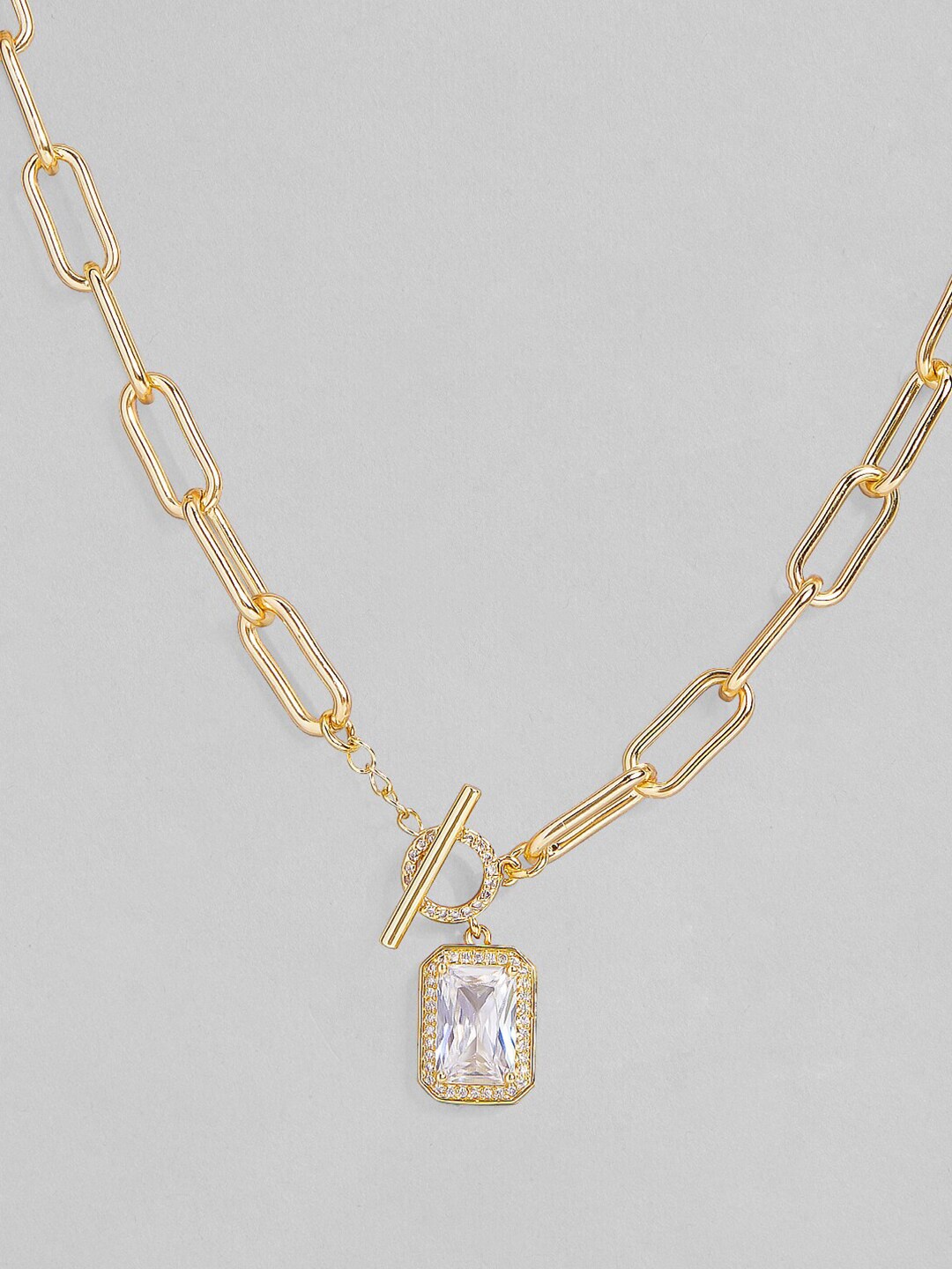 

Rubans Voguish Women Gold-Toned Stone Studded Pendent Necklace