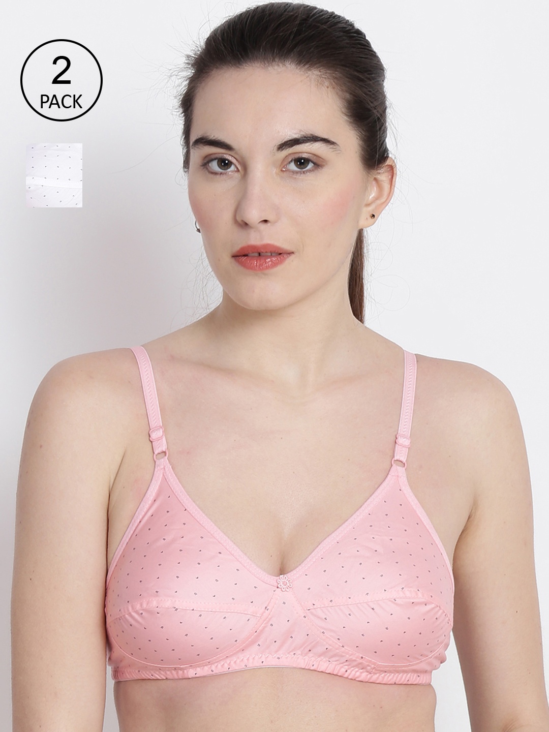

ABELINO Pack of 2 Pink & White Bra SILK2PCPIN