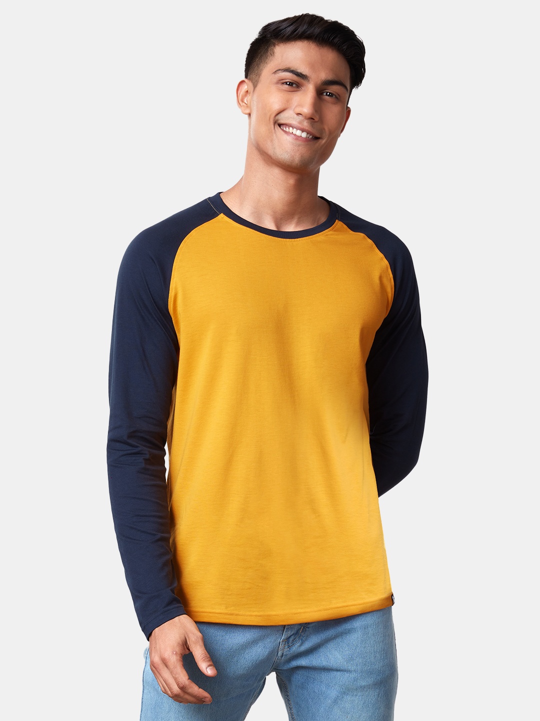 

The Souled Store Men Yellow Colourblocked Cotton T-shirt