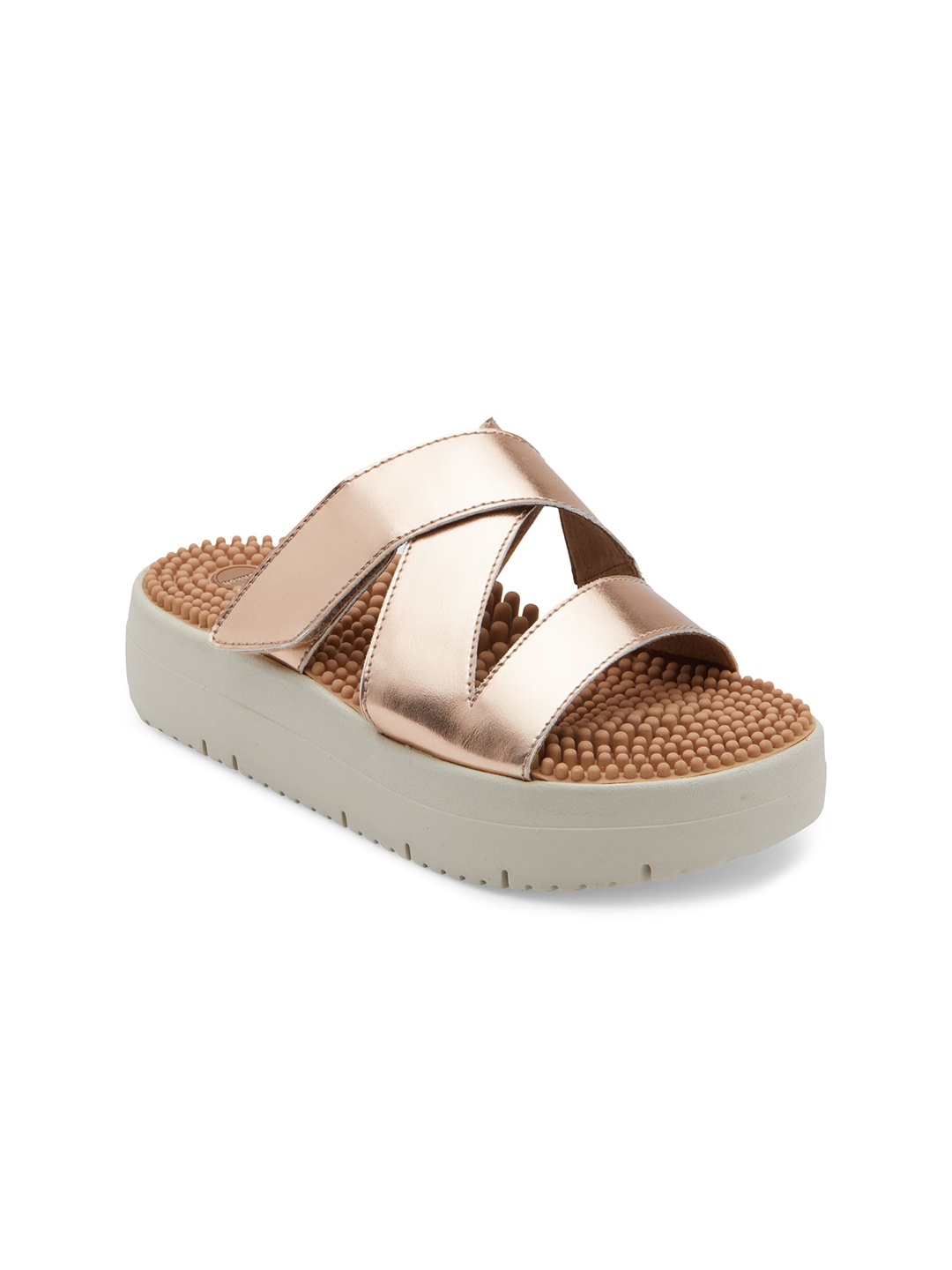 

Kenkoh Women Bronze-Toned Leather Flatform Heels