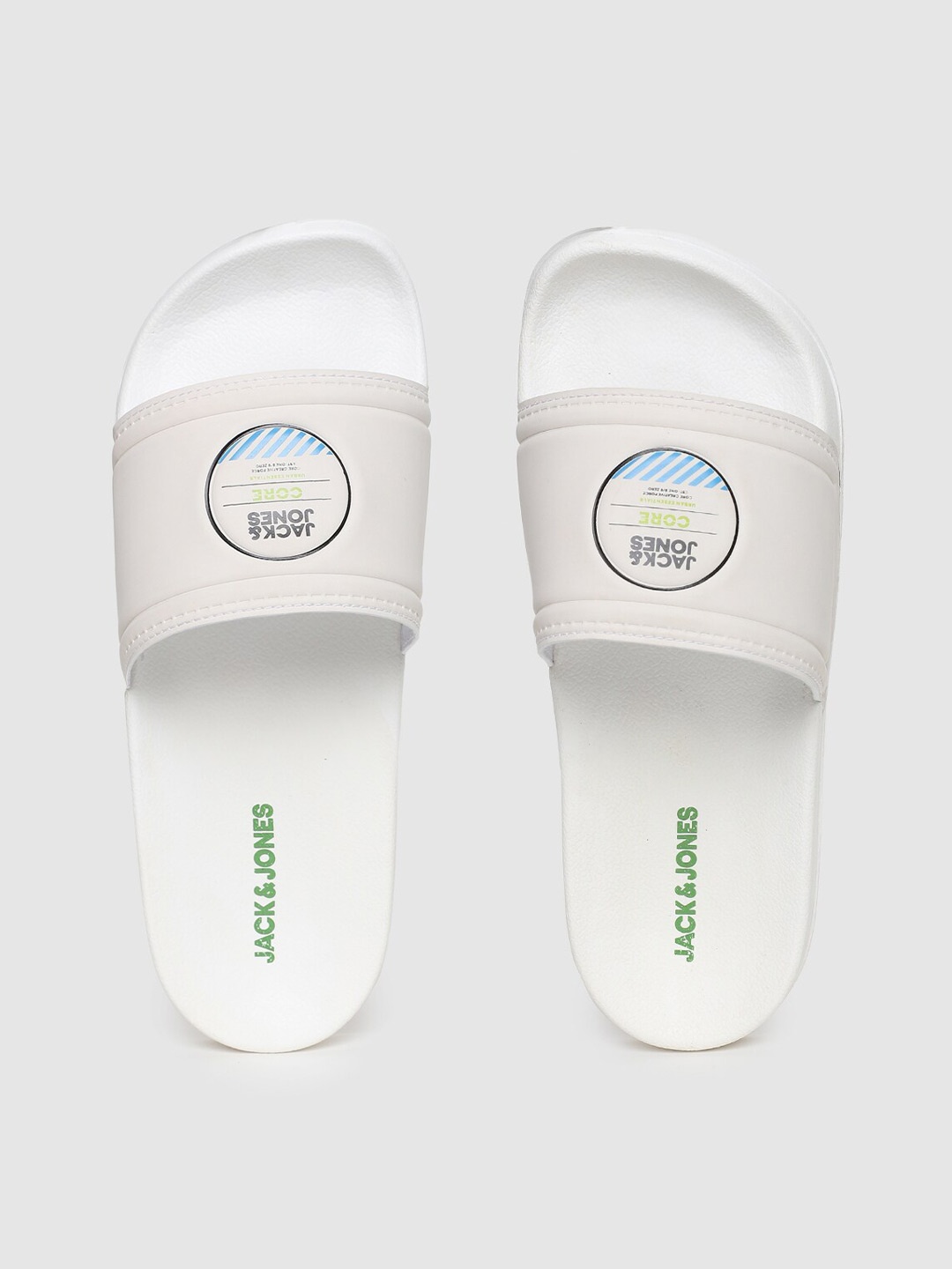 

Jack & Jones Men White & Blue Printed Sliders