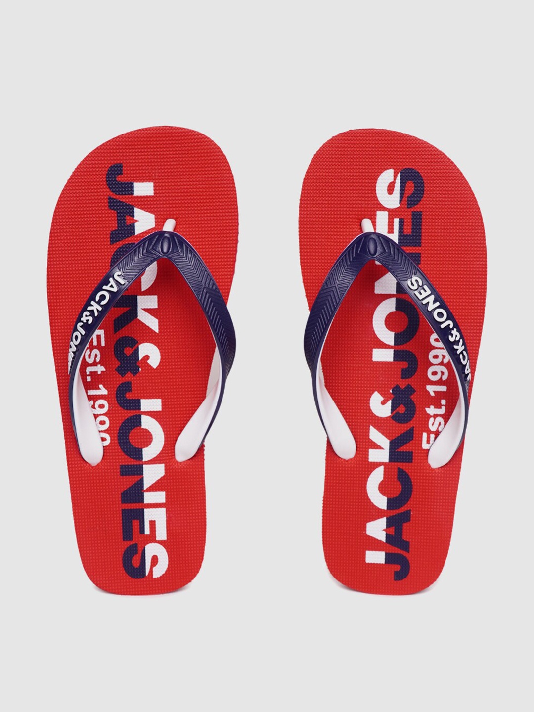 

Jack & Jones Men Red & Black Printed Thong Flip-Flops