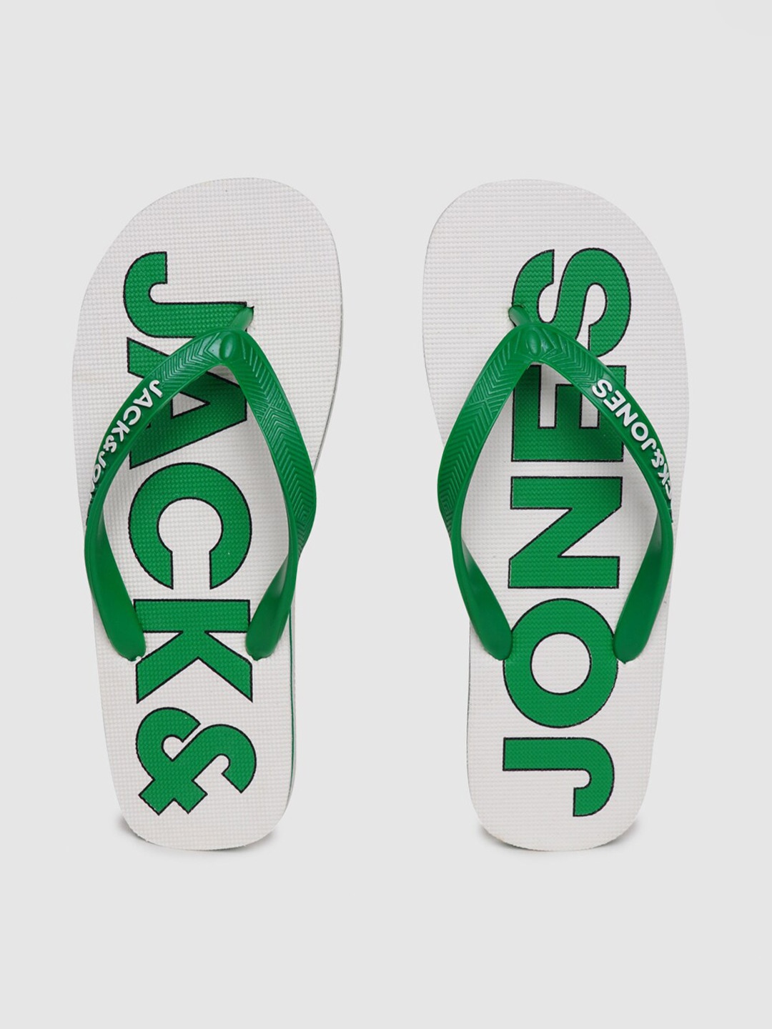 

Jack & Jones Men White & Green Printed Thong Flip-Flops