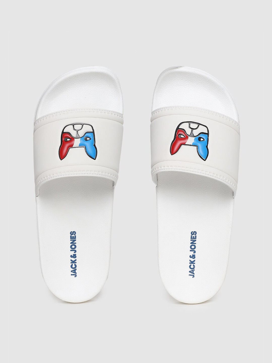 

Jack & Jones Men White & Blue Printed Sliders