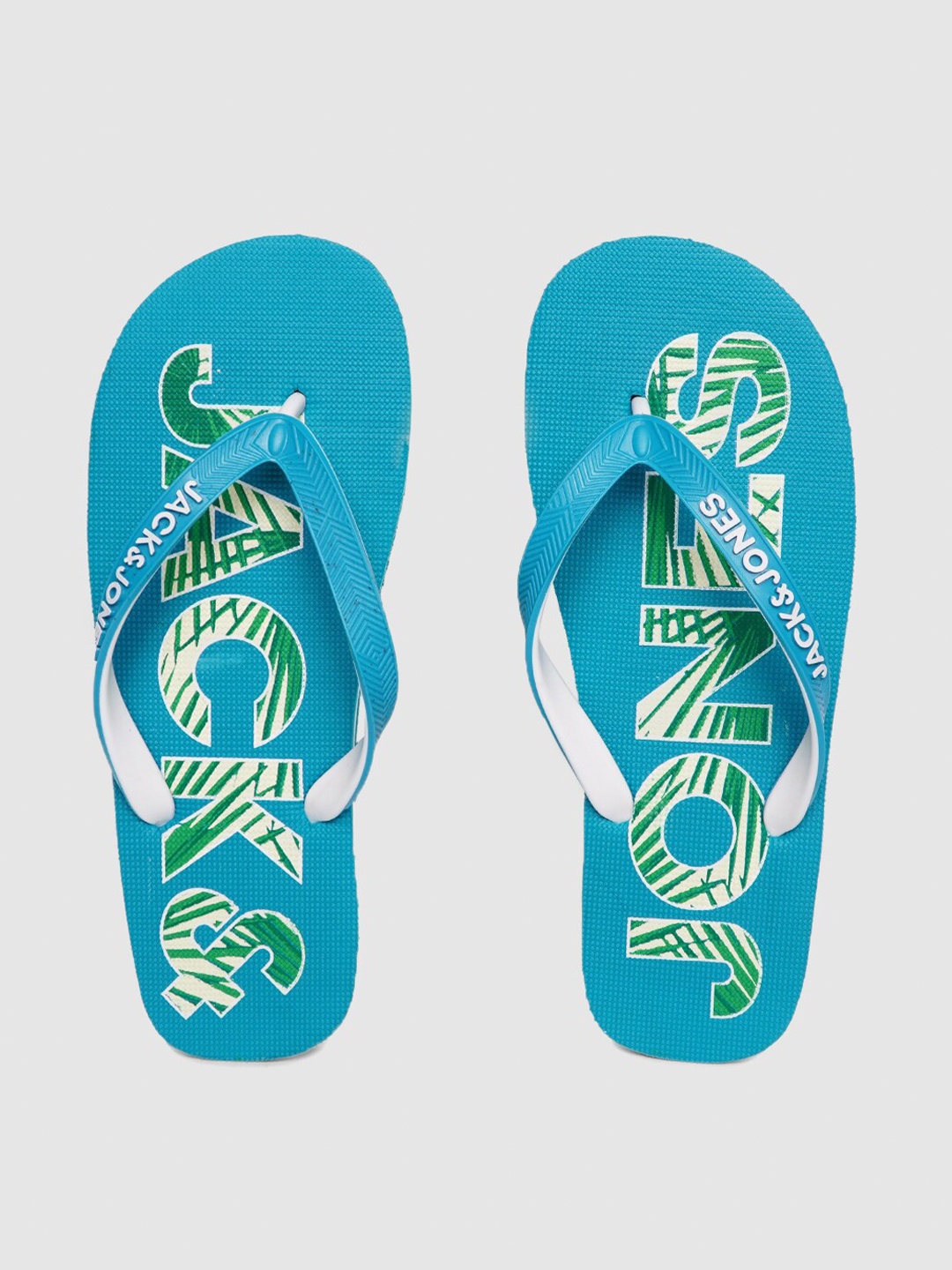 

Jack & Jones Men Teal Blue Printed Thong Flip-Flops