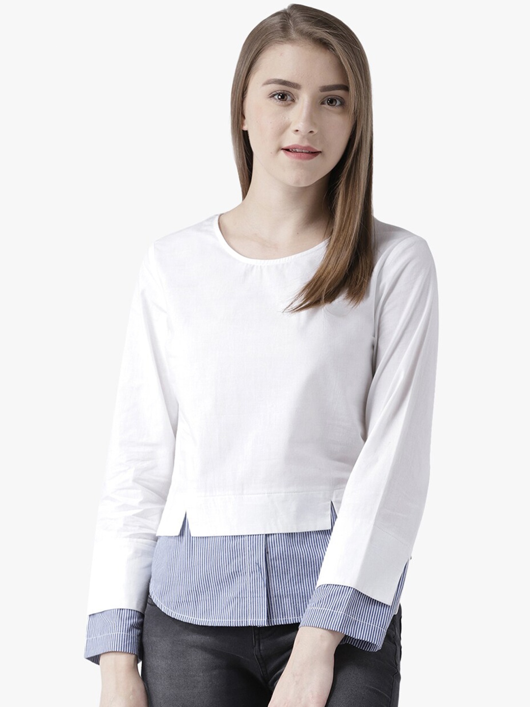 

DODO & MOA White & Blue Layered Pure Cotton Top