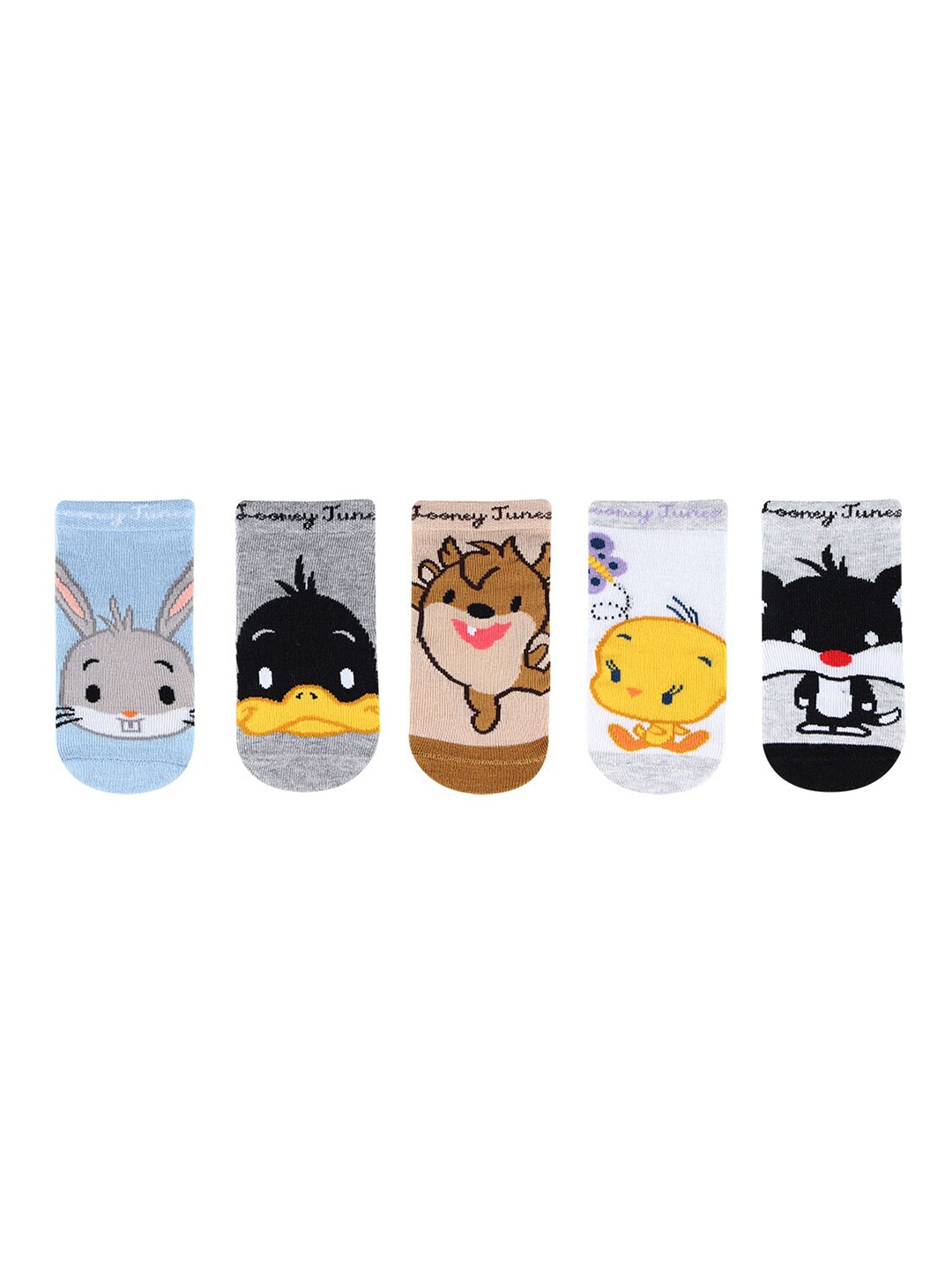 Bonjour Kids Multi Pack Of 5 Looney Tunes Printed Ankle-Length Socks