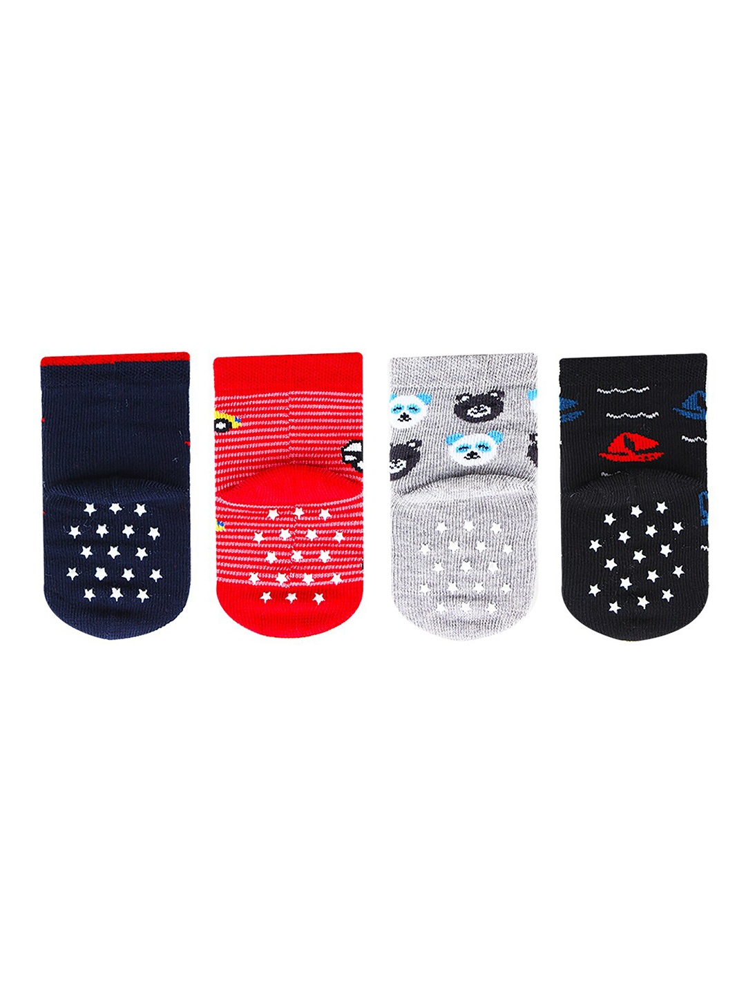 

Bonjour Infants Set of 4 Printed Socks, Red