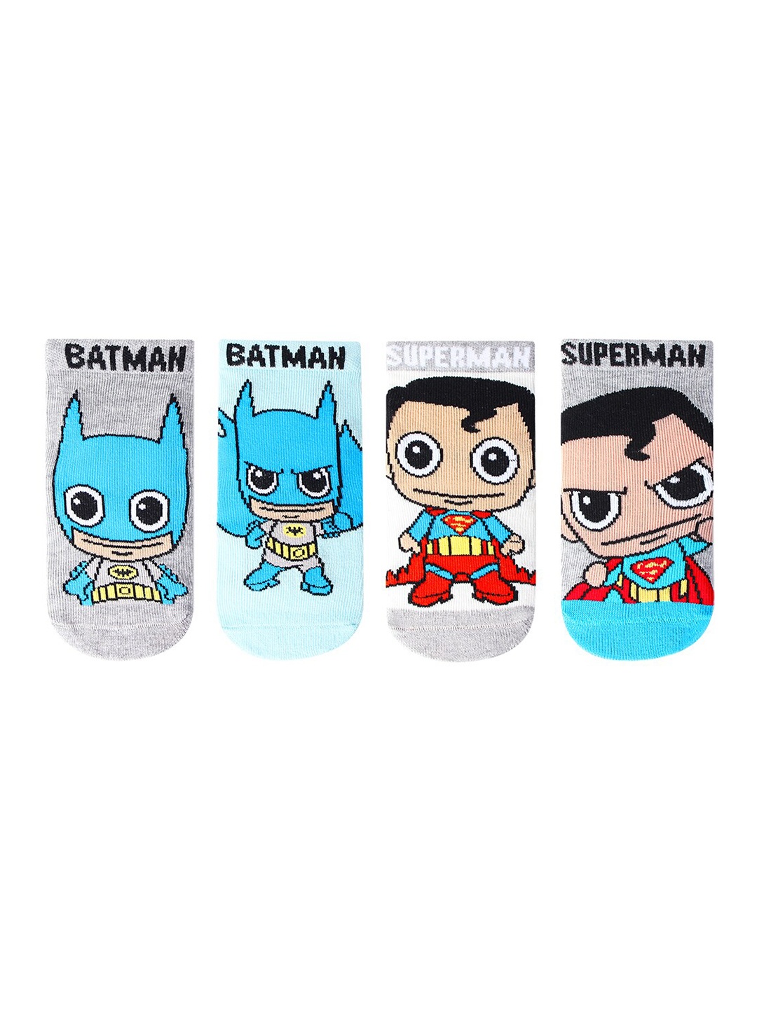 

Bonjour Pack of 4 Chibi Batman & Superman Infant Socks, Multi