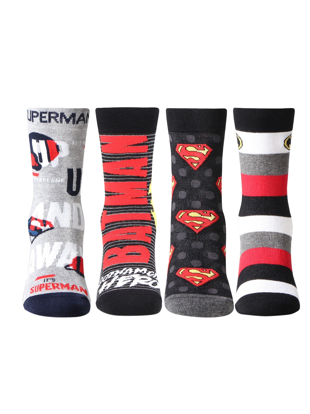 

Bonjour Boys Pack of 4 Superman Batman Patterned Socks, Multi