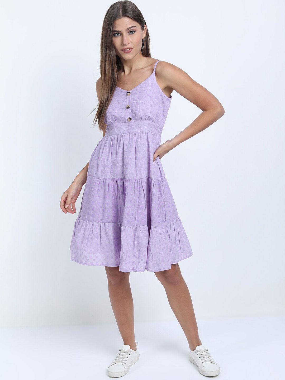 

Tokyo Talkies Women Purple Tiered Strappy Dress