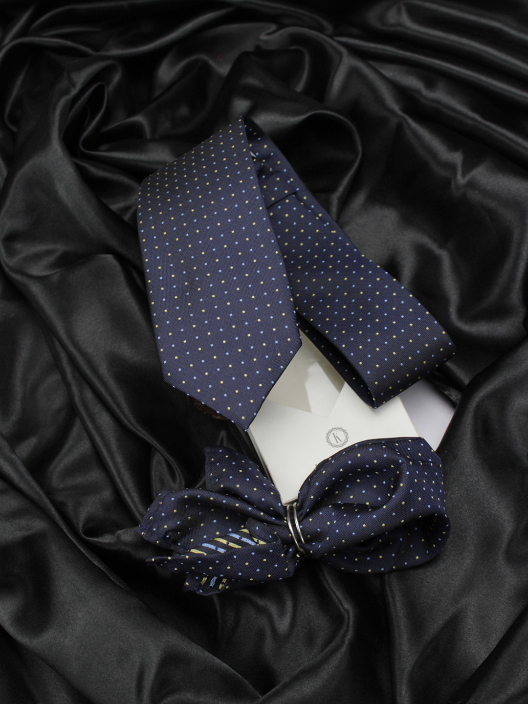 

Kovove Men Navy Blue The Refreshing Twin Polka Dot Accessory Gift Set