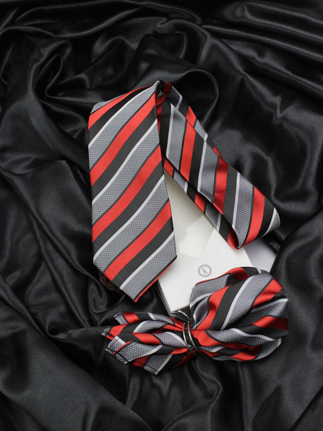 

KOVOVE Men Black & Red Striped Accessory Gift Set