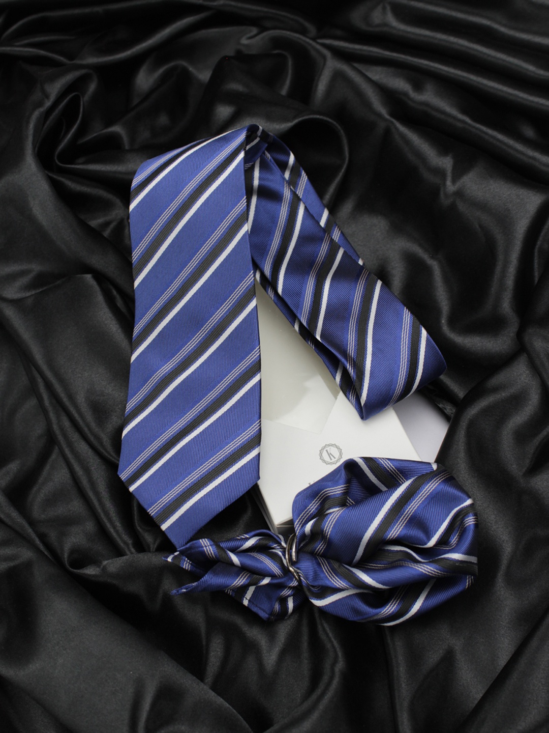 

KOVOVE Men Blue Striped Accessory Gift Set