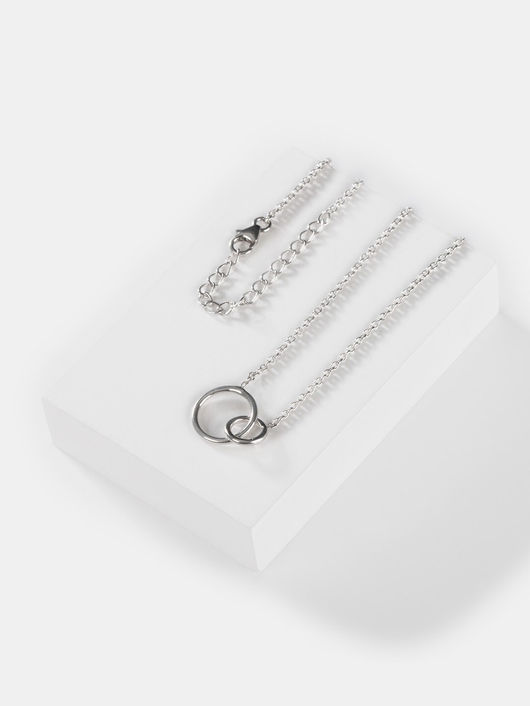 

SHAYA Women 925 Silver-Toned Circle Pendent Necklace