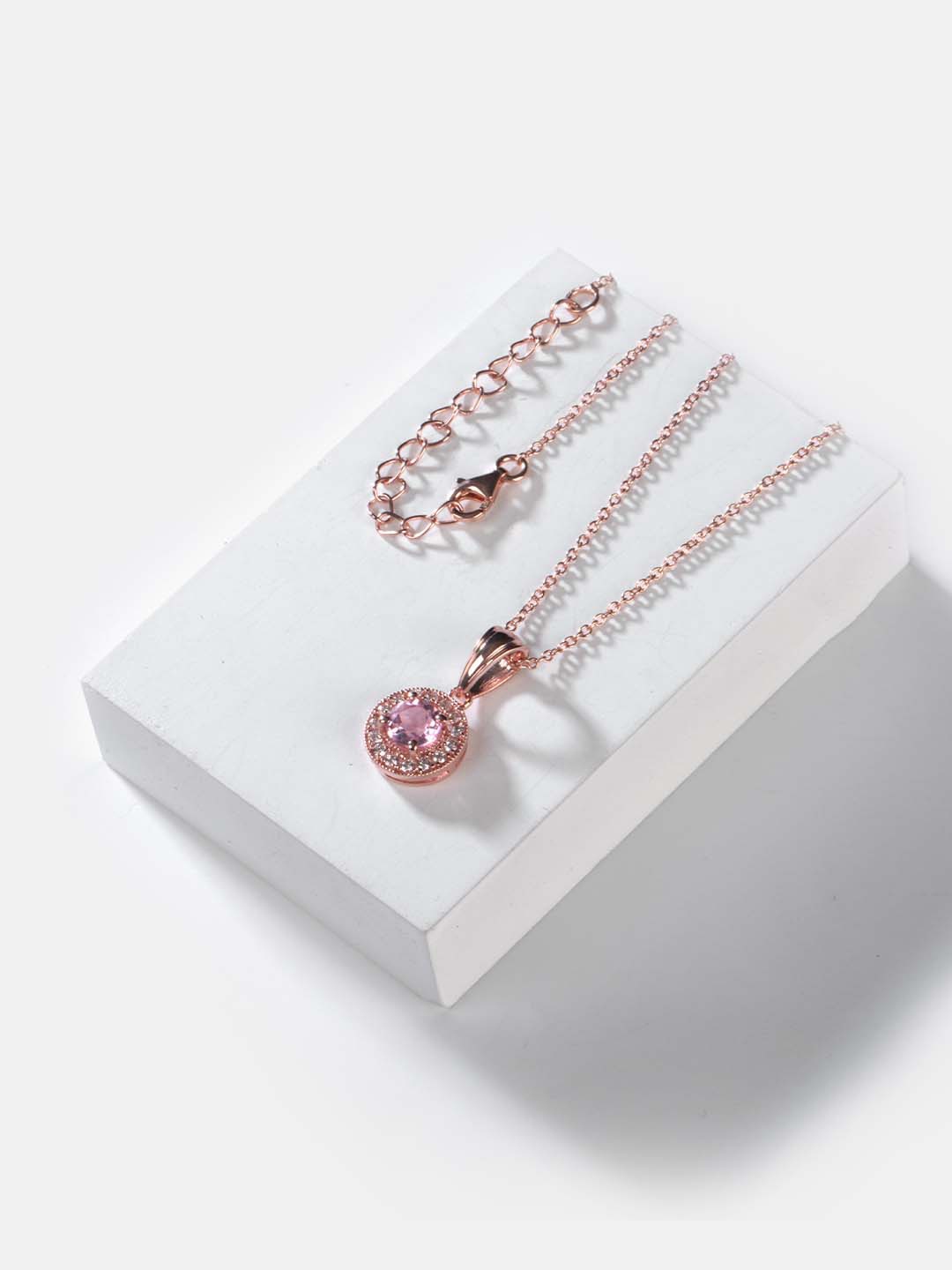 

SHAYA Rose Gold-Plated Pink Cubic Zirconia Sterling Silver Necklace