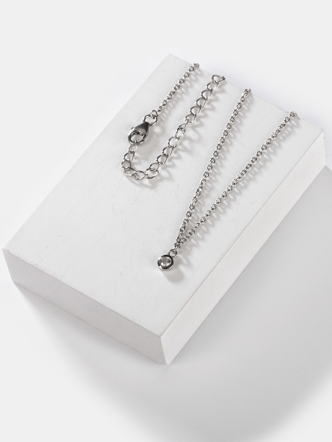 

SHAYA Silver-Toned 925 Silver 3 mm Stone See You Again Pendant Necklace