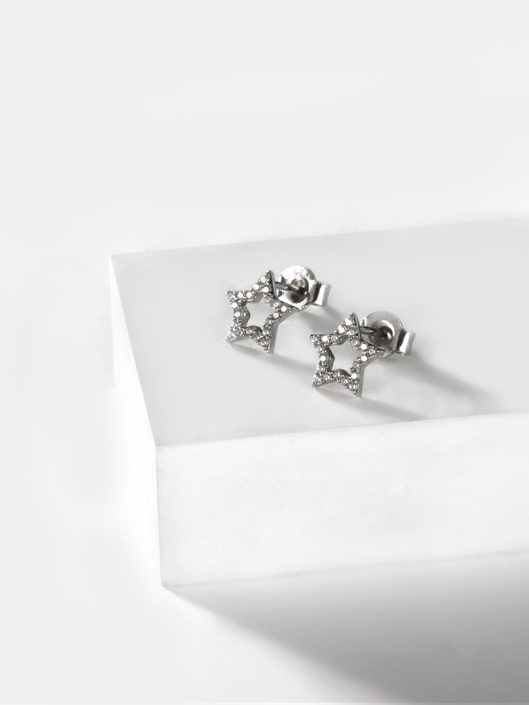 

SHAYA Silver-Toned Contemporary Studs Earrings