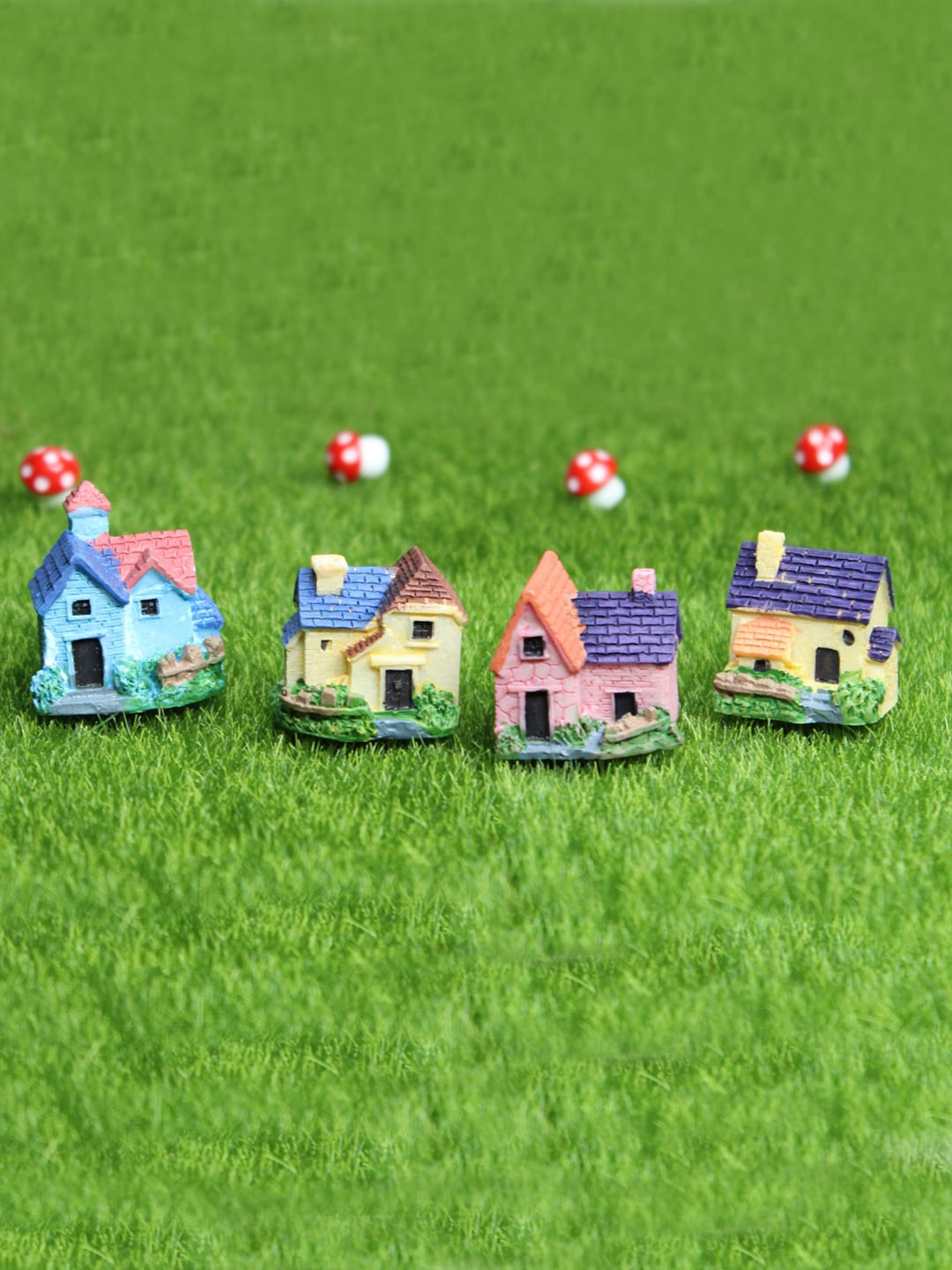 

Wonderland Multicolored Set of 4 Miniature Toys Garden Accessory, Multi